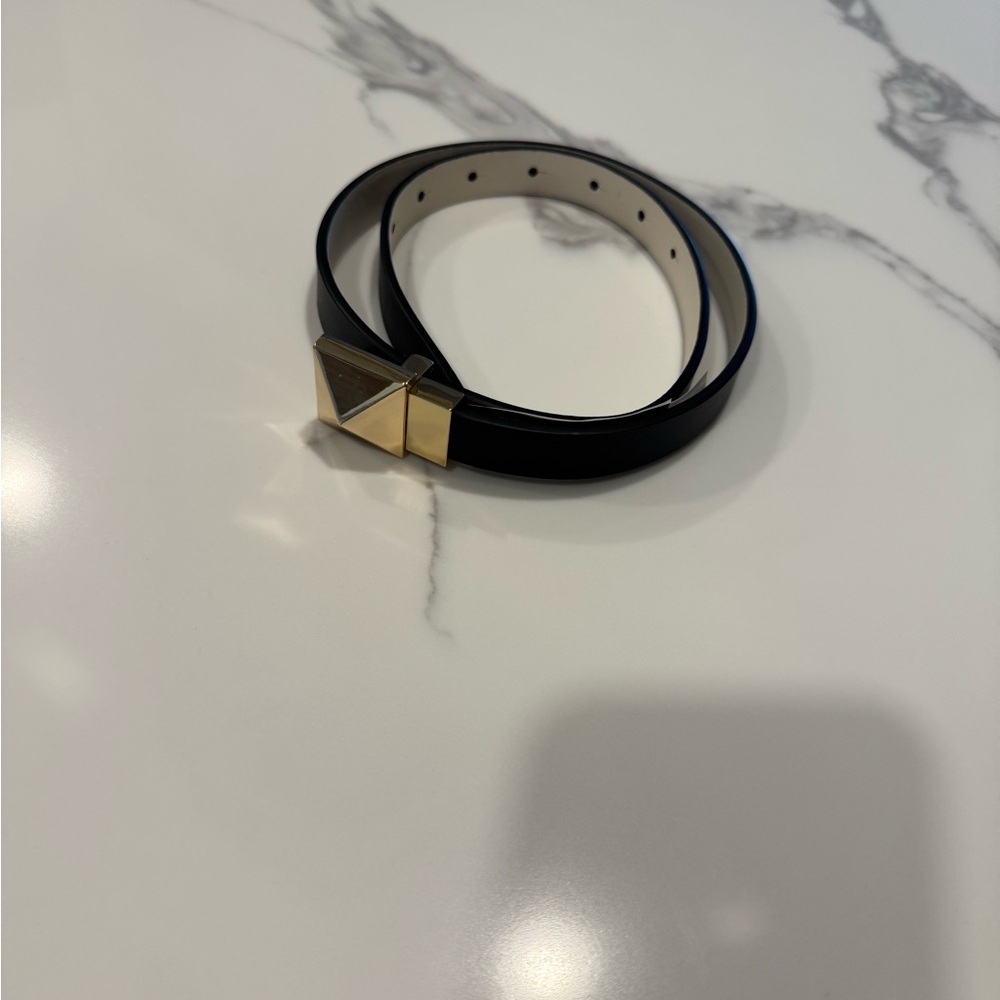 Black and Gold Belt with Geometric Buckle